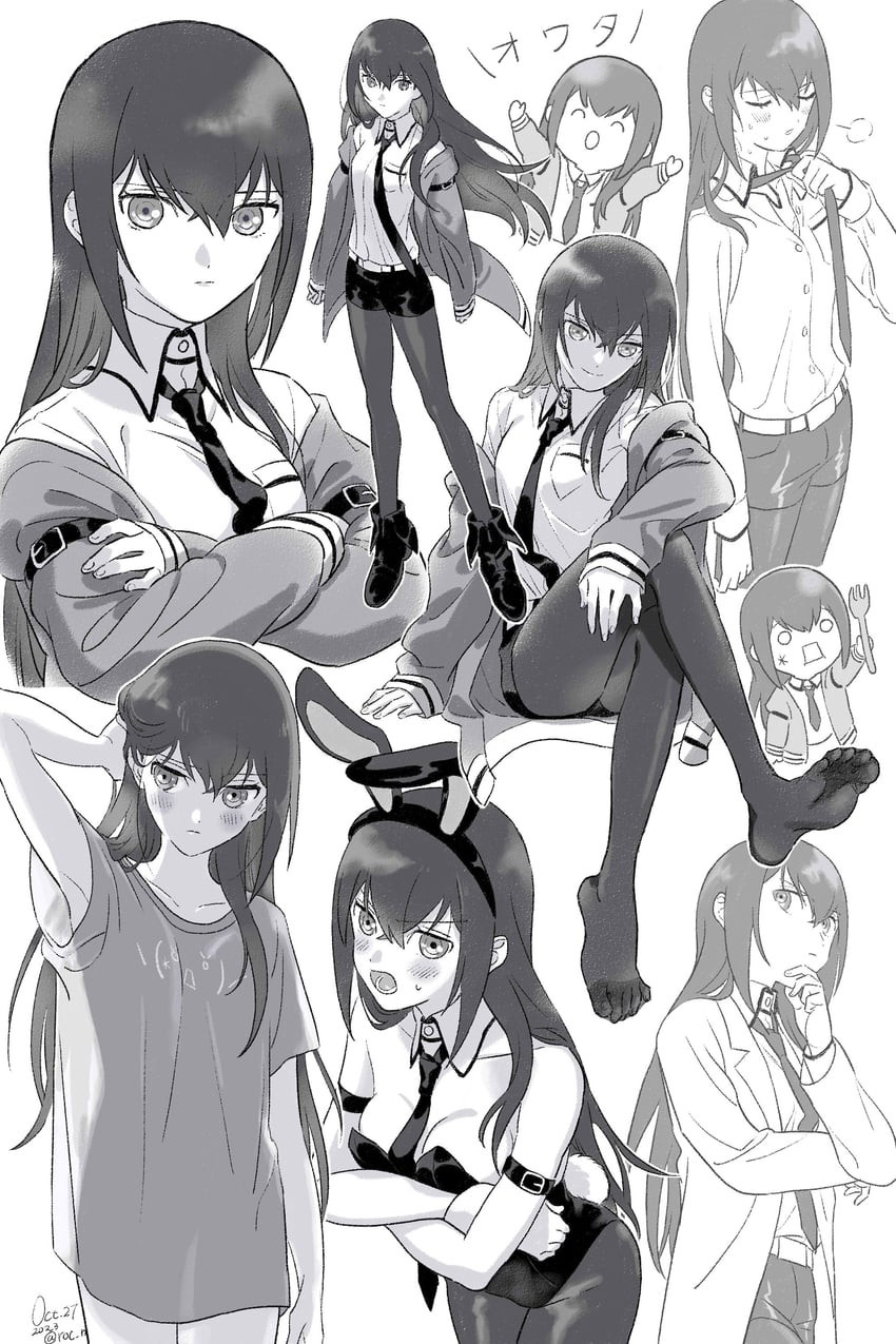 hatsune miku, makise kurisu, and hachune miku (vocaloid and 1 more) drawn by rocni