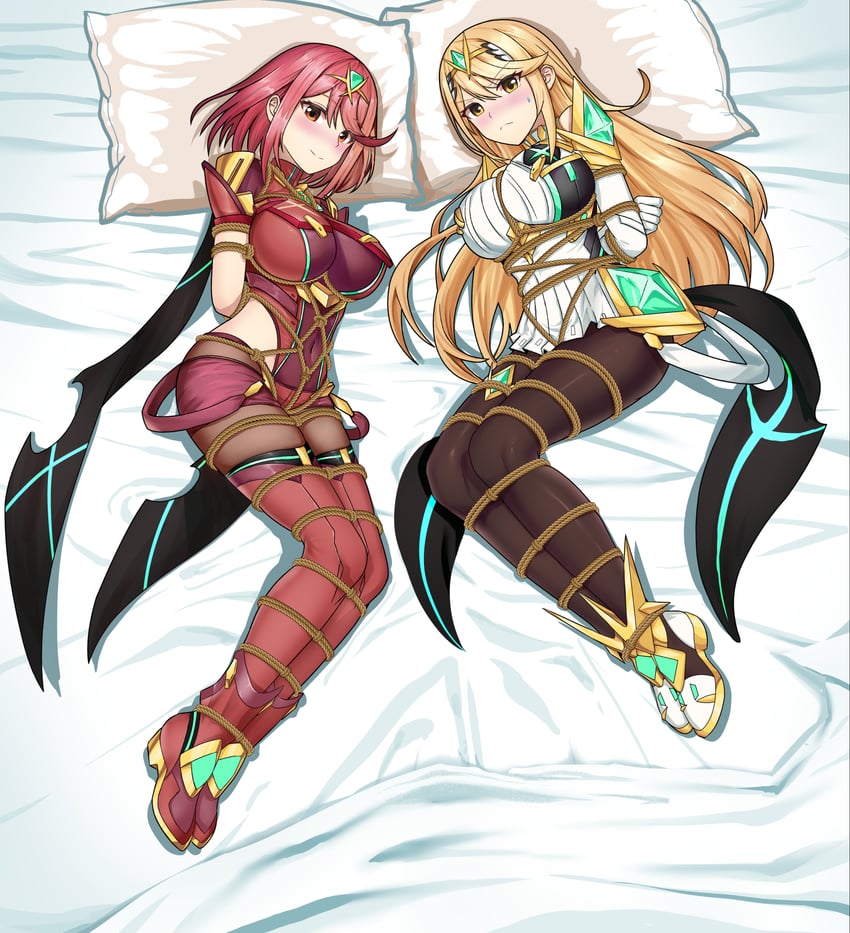 pyra and mythra (xenoblade chronicles and 1 more) drawn by yukumo_no_ki