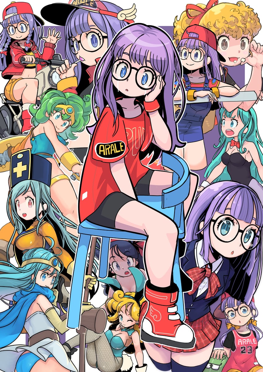 bulma, sage, priest, lunch, norimaki arale, and 5 more (dragon ball and 4 more) drawn by okera