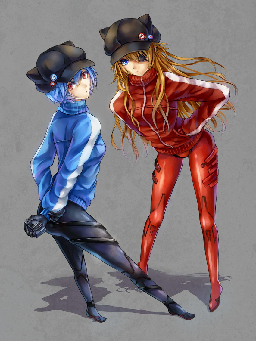 souryuu asuka langley and ayanami rei (neon genesis evangelion and 2 more) drawn by daphne_zhang