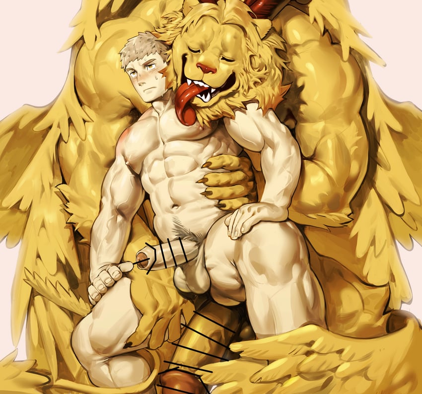 laios touden and winged lion (dungeon meshi) drawn by uza_(hellme)