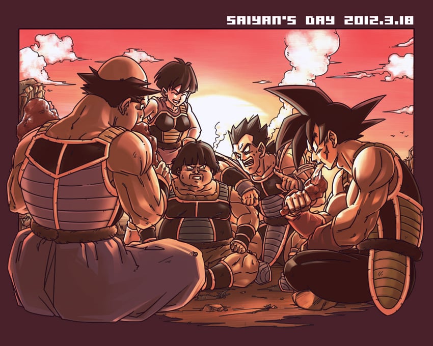 bardock, seripa, toma, panbukin, and toteppo (dragon ball and 1 more) drawn by tarukasu