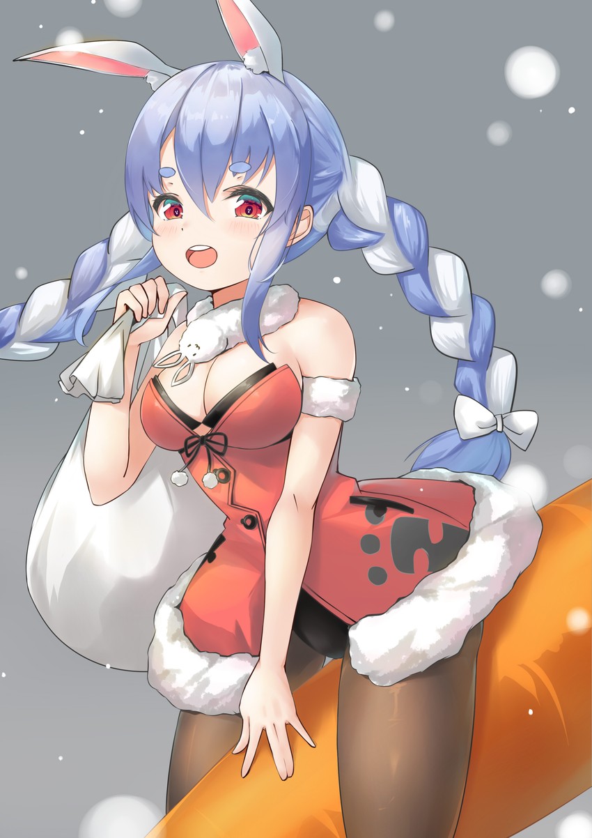 usada pekora and don-chan (hololive) drawn by qingyunmengyi