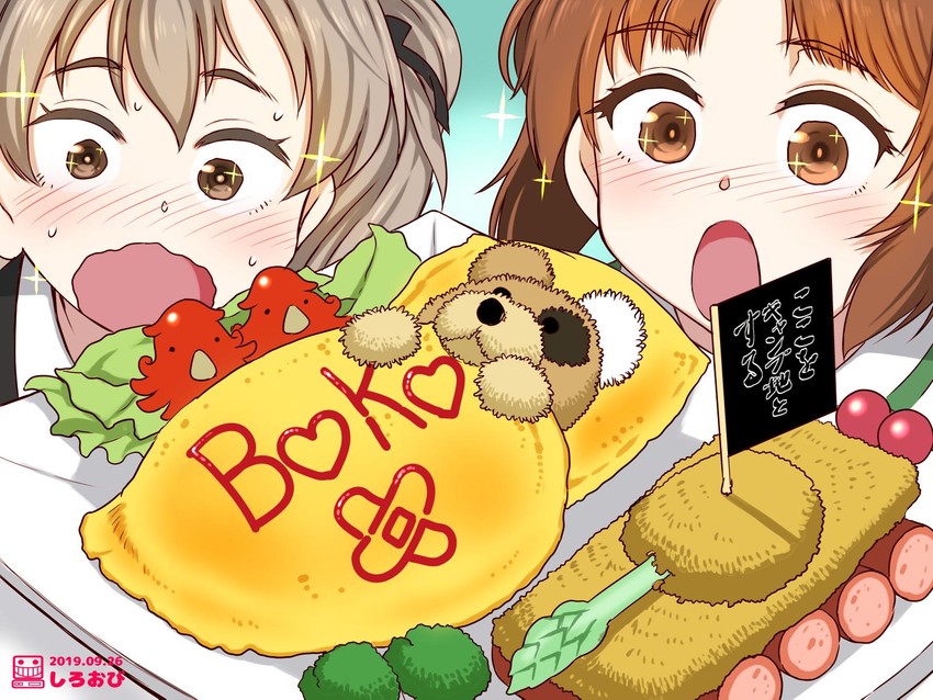 nishizumi miho, shimada arisu, and boko (girls und panzer) drawn by shiroobi_(whitebeltmaster)