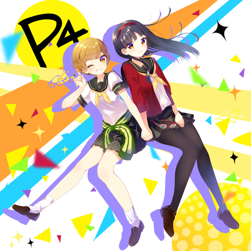 satonaka chie and amagi yukiko (persona and 2 more) drawn by mafuyu_(chibi21)