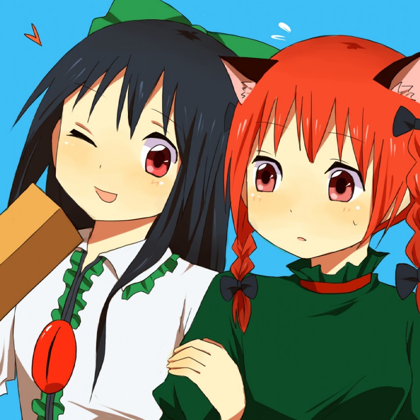 kaenbyou rin and reiuji utsuho (touhou) drawn by orange_(bibiko)