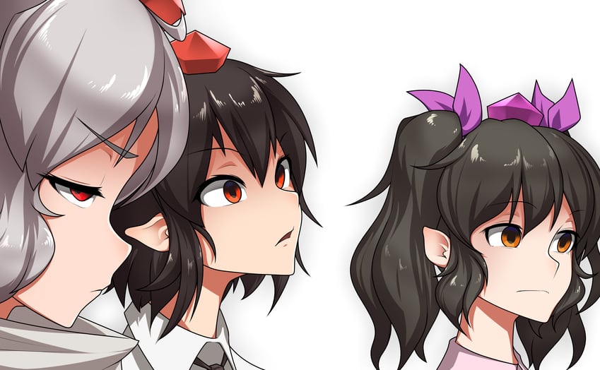 shameimaru aya, inubashiri momiji, and himekaidou hatate (touhou) drawn by tochinoco