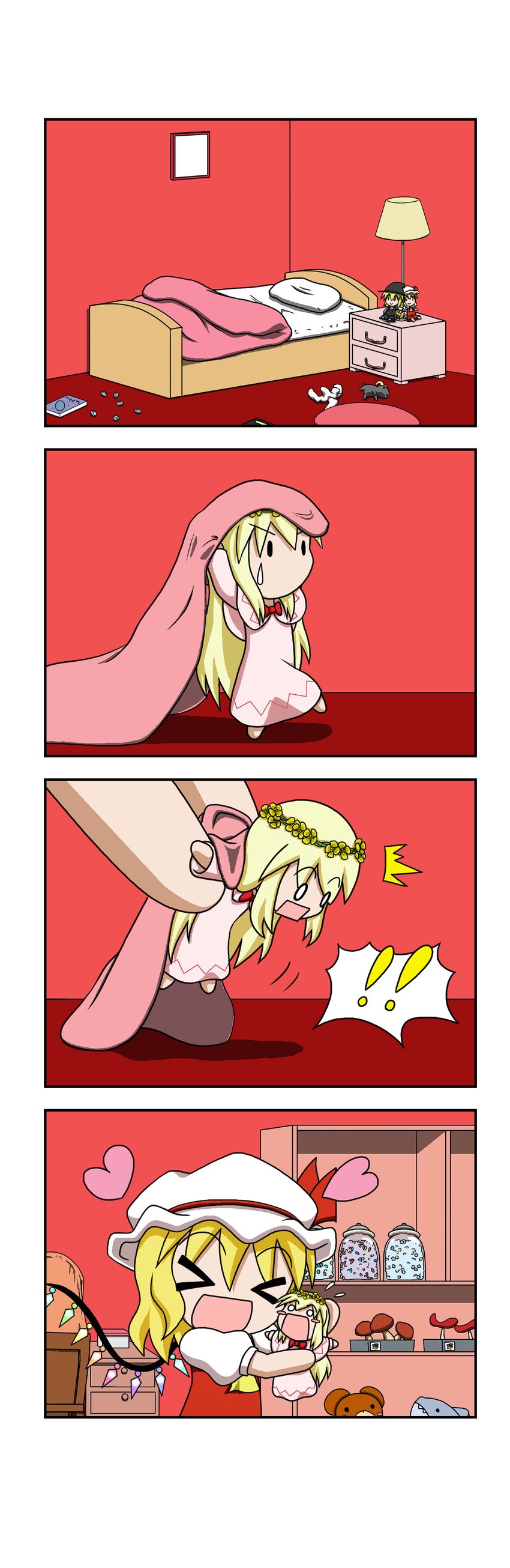 kirisame marisa, flandre scarlet, and lily white (touhou) drawn by rakugaki-biyori