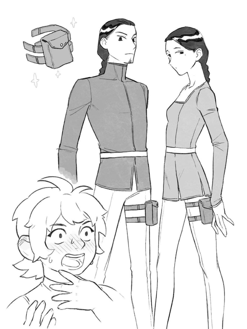 namari, kiki floke, and kaka floke (dungeon meshi) drawn by pest_fox