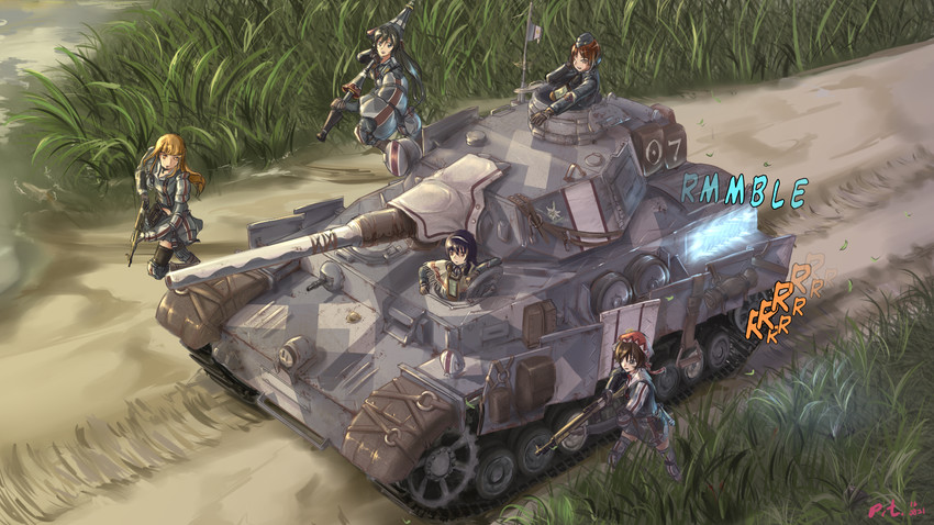 nishizumi miho, akiyama yukari, takebe saori, reizei mako, isuzu hana, and 5 more (girls und panzer and 2 more) drawn by lolipantherwww
