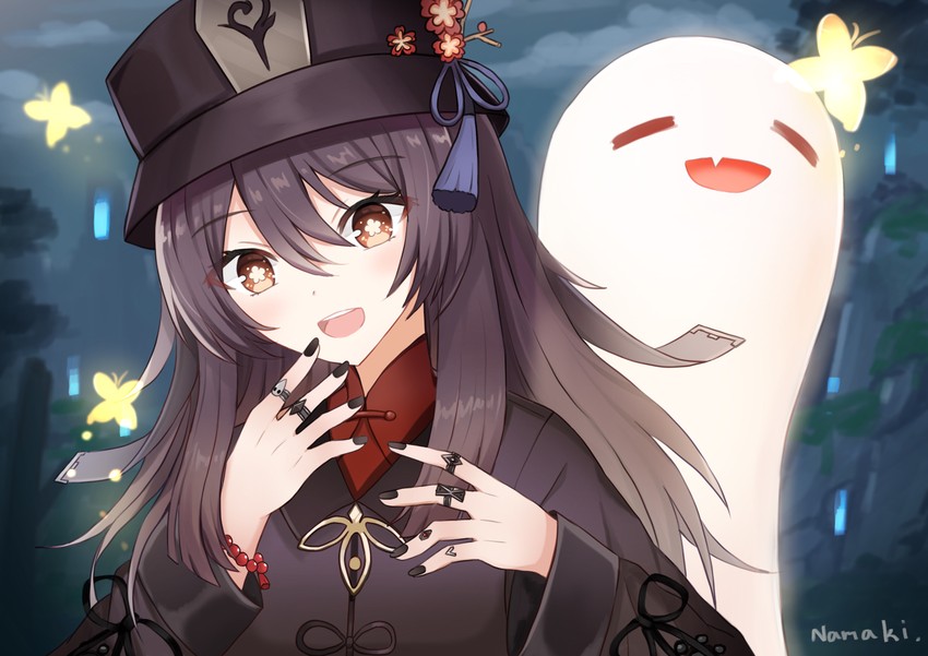 hu tao and boo tao (genshin impact) drawn by namakisama