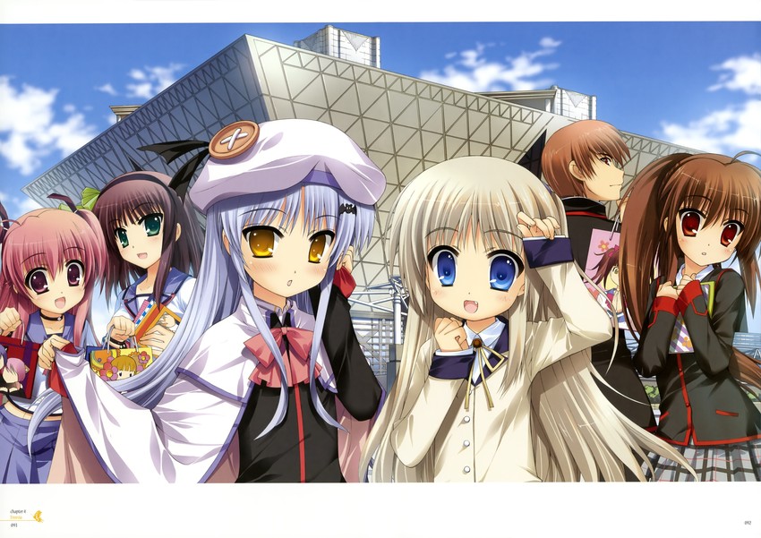 tachibana kanade, noumi kudryavka, natsume rin, nakamura yuri, yui, and 1 more (little busters! and 2 more) drawn by fujima_takuya