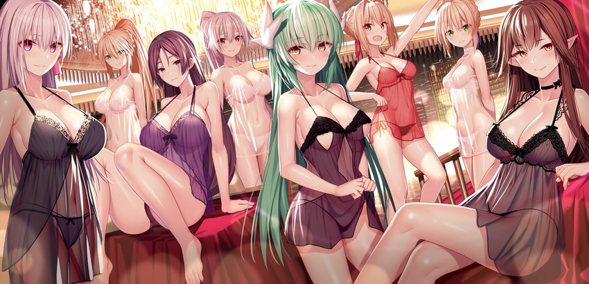 artoria pendragon, saber, nero claudius, minamoto no raikou, kama, and 3 more (fate and 1 more) drawn by akusema