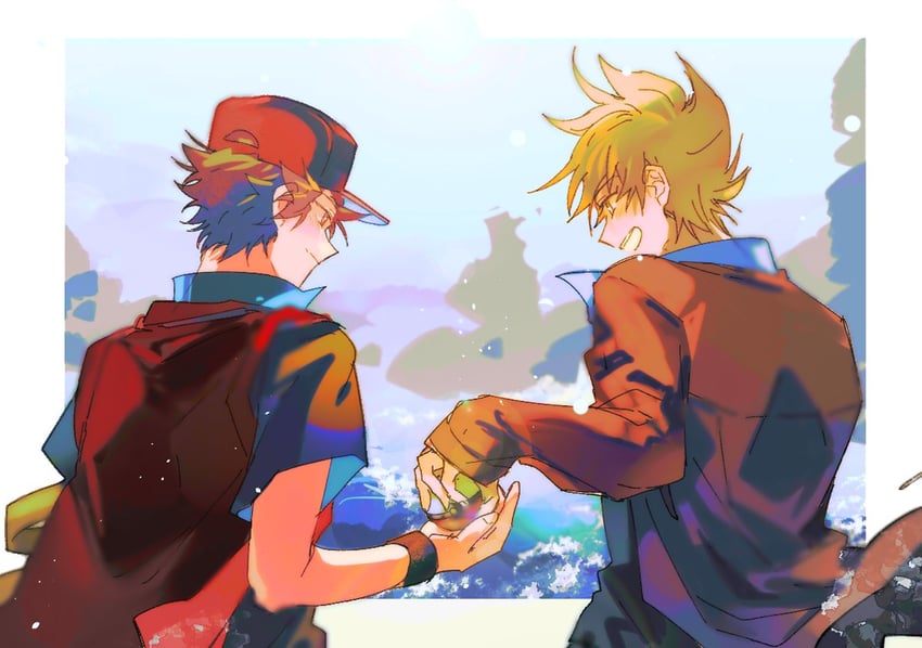 red and blue oak (pokemon and 1 more) drawn by av_(abusive)