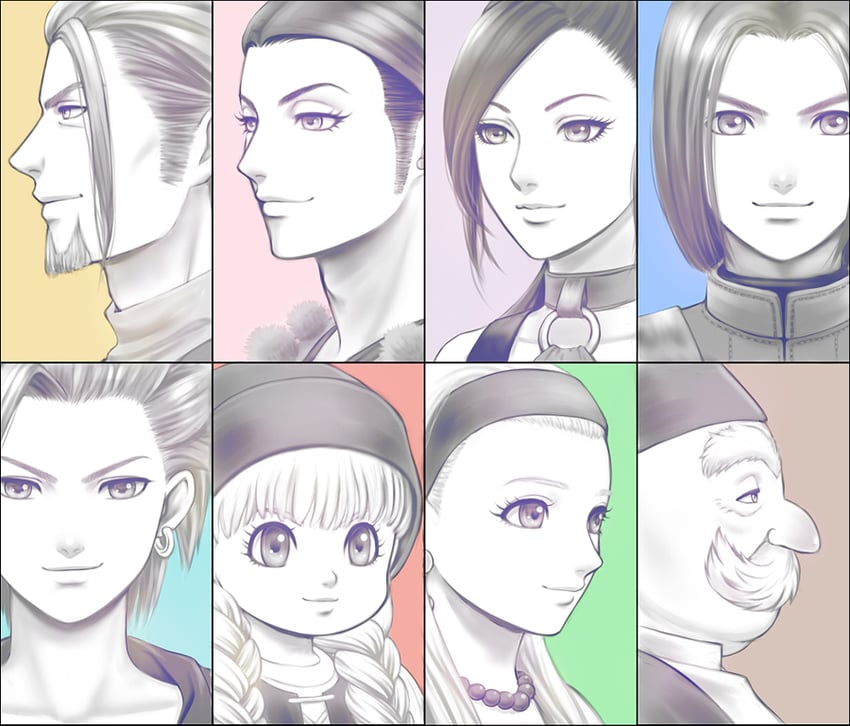 hero, martina, camus, veronica, senya, and 3 more (dragon quest and 1 more) drawn by okechinchin