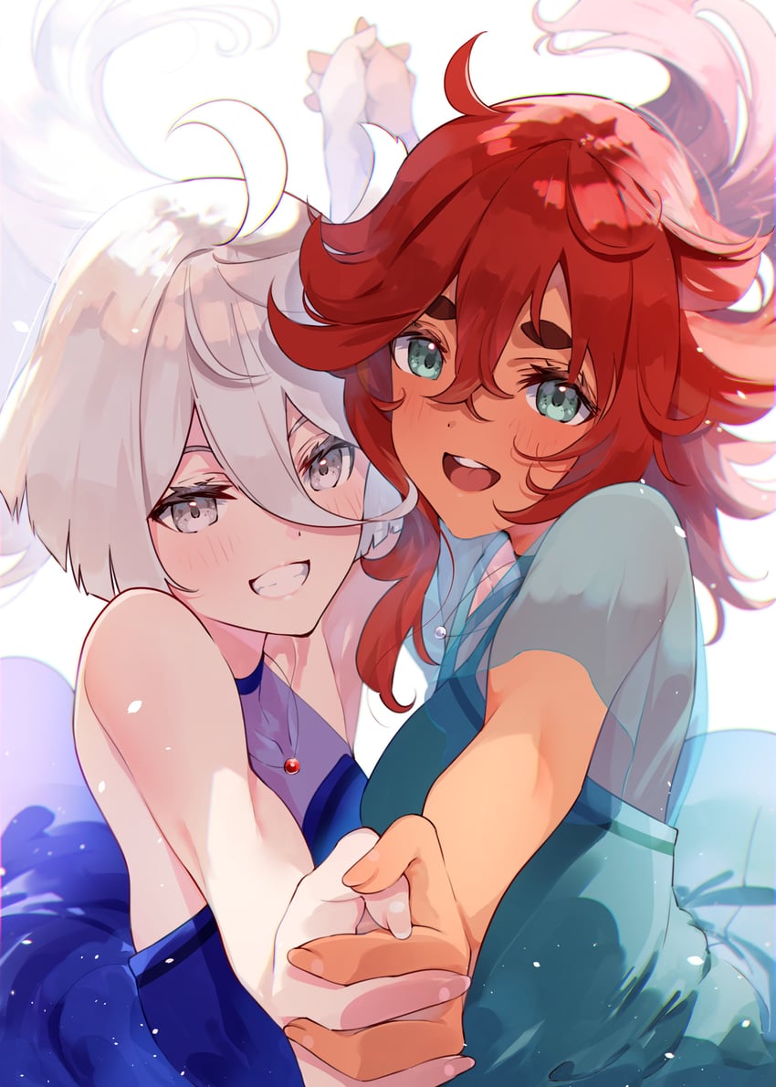 suletta mercury and miorine rembran (gundam and 2 more) drawn by puni_(punycolors)