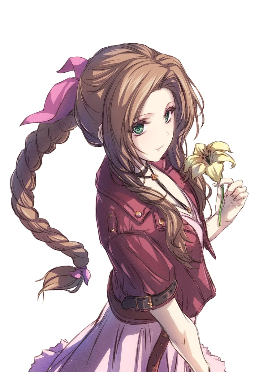 aerith gainsborough (final fantasy and 2 more) drawn by tenmaso