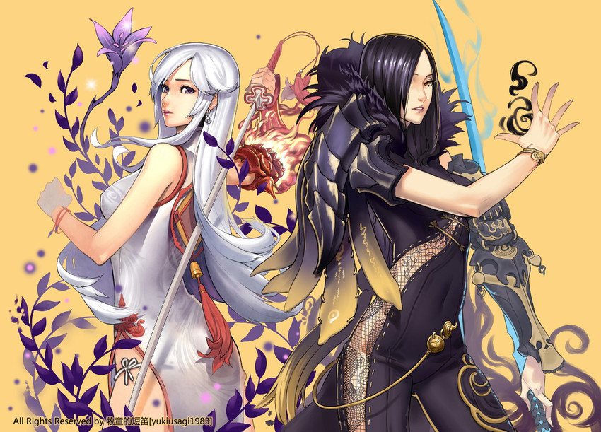 jin seo-yeon and jin varel (blade & soul) drawn by yukiusagi1983