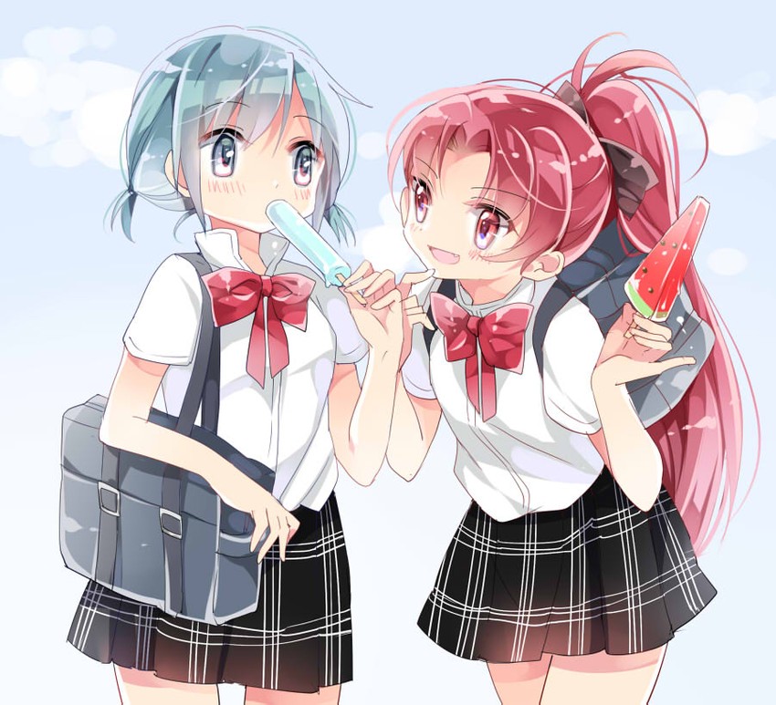 miki sayaka and sakura kyoko (mahou shoujo madoka magica) drawn by ayumaru_(art_of_life)