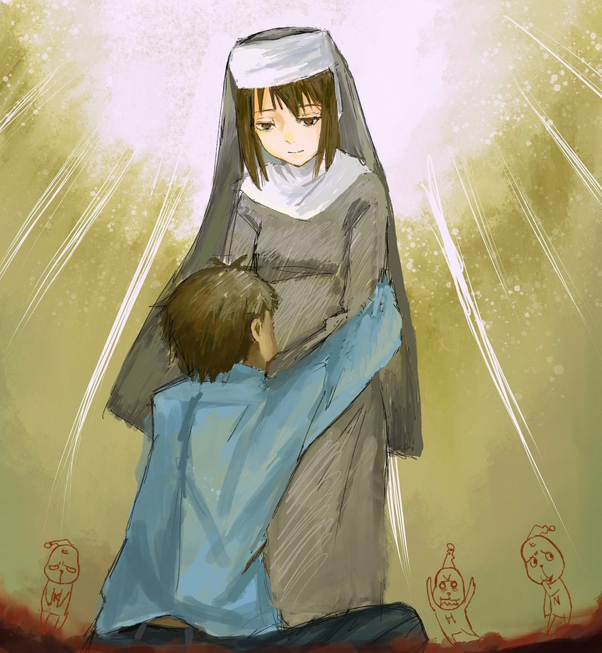 nakahara misaki, satou tatsuhiro, and hikikomori alien (nhk ni youkoso!) drawn by kobarukawa