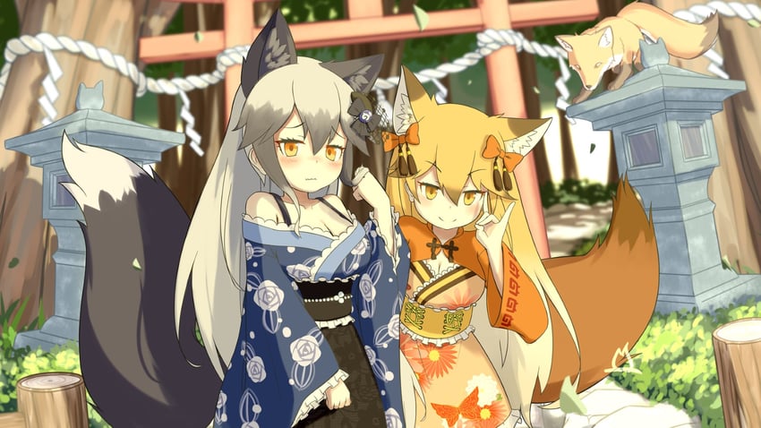 silver fox and ezo red fox (kemono friends) drawn by onefiresticks