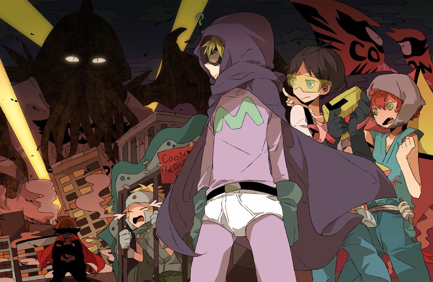 stan marsh, kenny mccormick, kyle broflovski, cthulhu, eric cartman, and 6 more (south park and 2 more) drawn by kinari