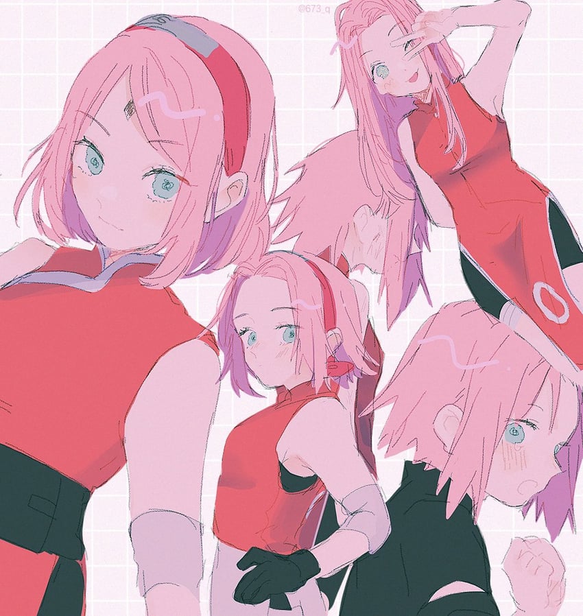 haruno sakura (naruto and 2 more) drawn by 673_q