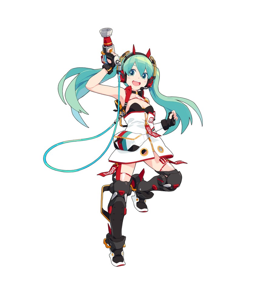 hatsune miku and racing miku (vocaloid and 1 more) drawn by len_(a-7)