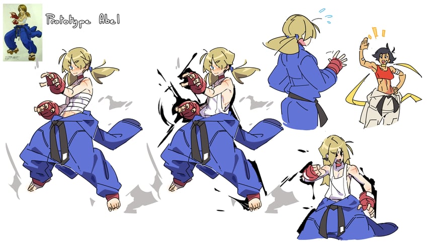 makoto, abel, and prototype abel (street fighter and 1 more) drawn by requin_cobalt