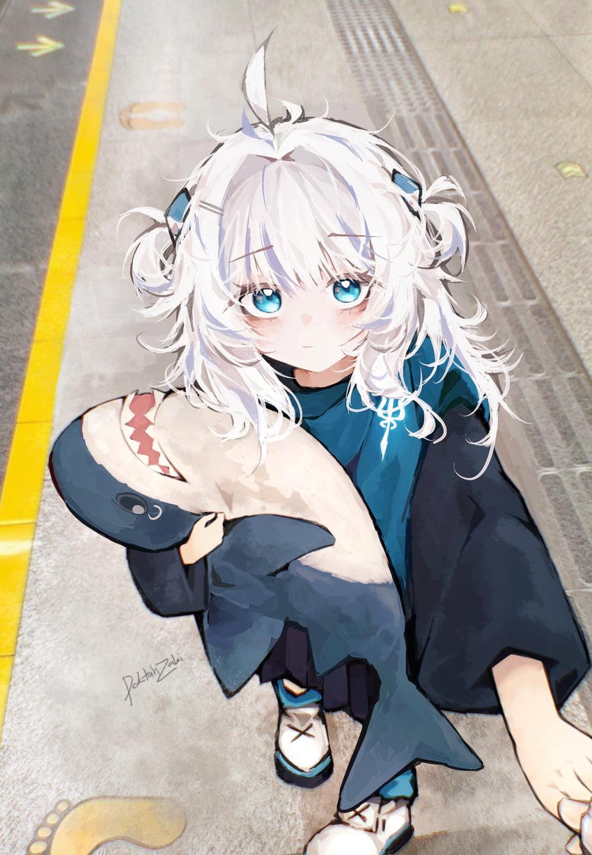 gawr gura (hololive and 1 more) drawn by doktahzaki