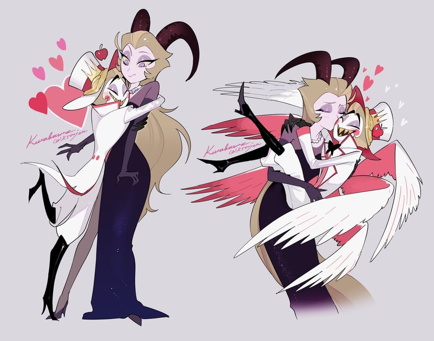 lucifer morningstar and lilith (hazbin hotel) drawn by k500yen