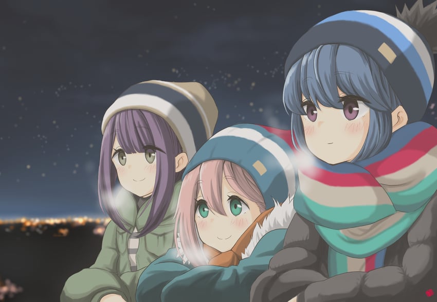 shima rin, kagamihara nadeshiko, and toki ayano (yurucamp) drawn by nao_suke