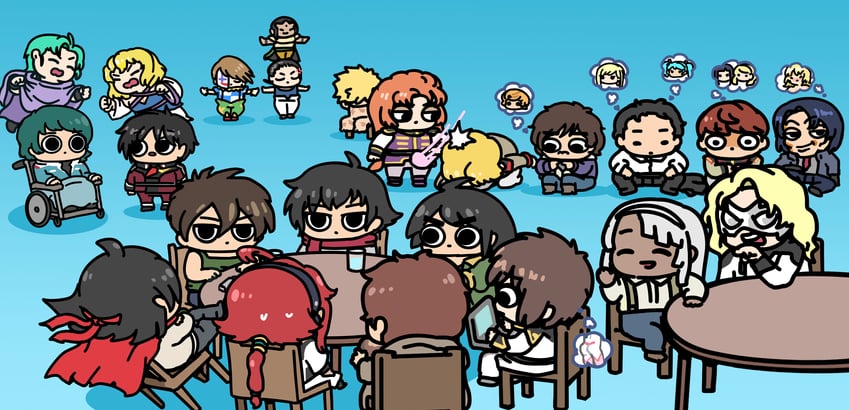 suletta mercury, cagalli yula athha, athrun zala, lacus clyne, amuro ray, and 23 more (gundam and 17 more) drawn by afei_(sfma3248)