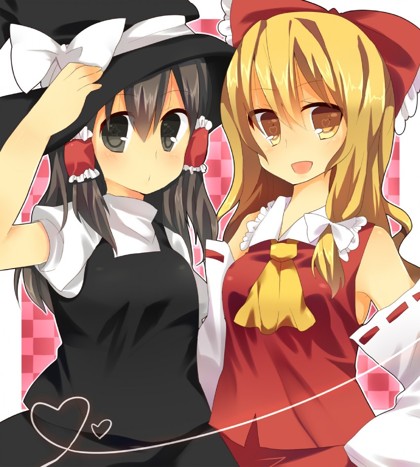 hakurei reimu and kirisame marisa (touhou) drawn by nabeshima_(pon_nbsm)