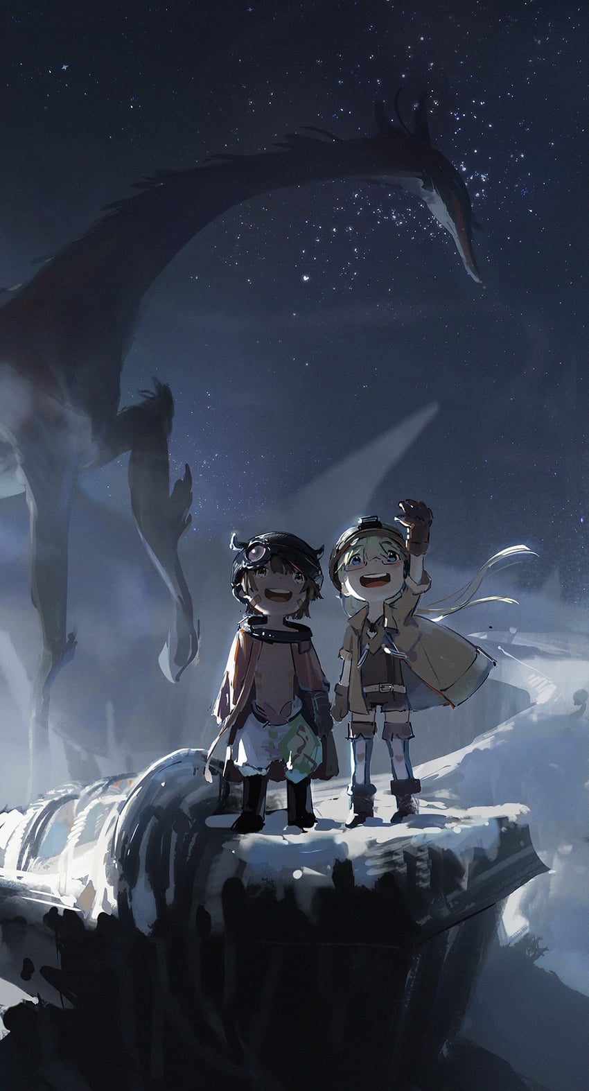 reg, riko, and ryuusazai (made in abyss) drawn by dino_(dinoartforame)