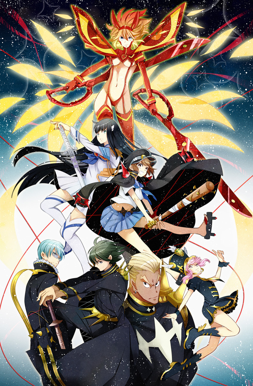matoi ryuuko, senketsu, kiryuuin satsuki, mankanshoku mako, junketsu, and 5 more (kill la kill) drawn by kanasuke
