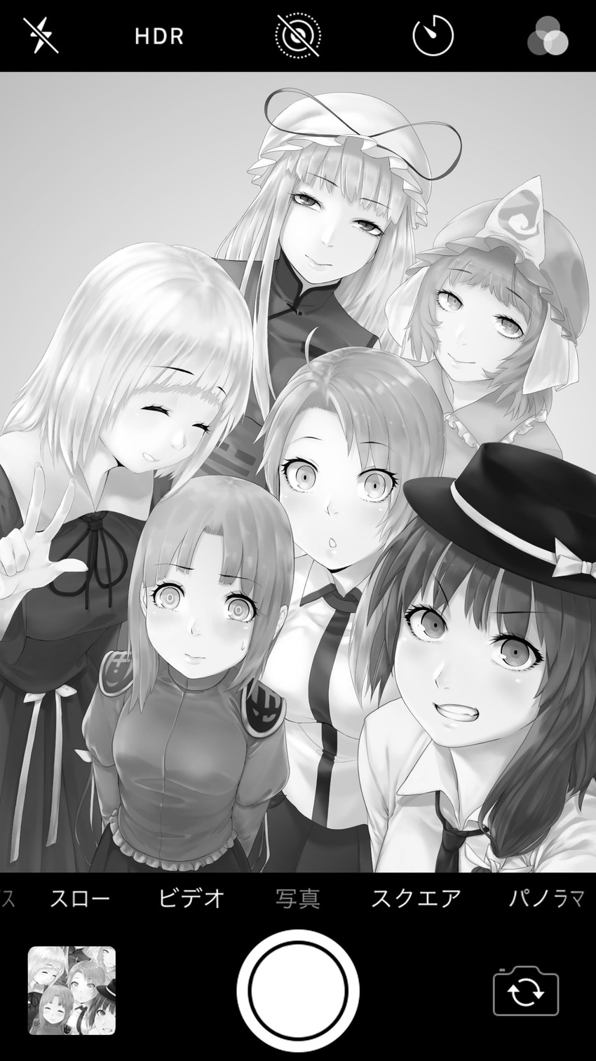 kochiya sanae, yakumo yukari, saigyouji yuyuko, usami renko, shiki eiki, and 1 more (touhou) drawn by sakai-saka