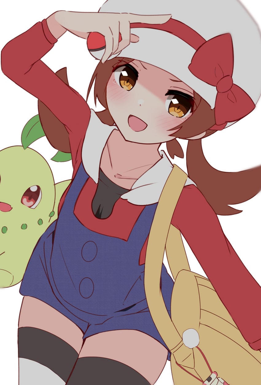 lyra and chikorita (pokemon and 1 more) drawn by iroha_(pcrx7327)