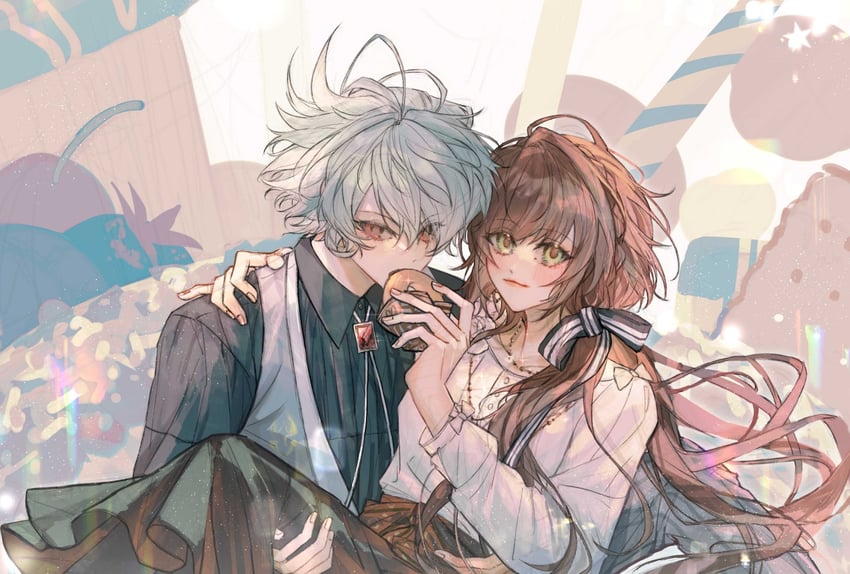 hoshino ichika and sasazuka takeru (collar x malice) drawn by winter_kt