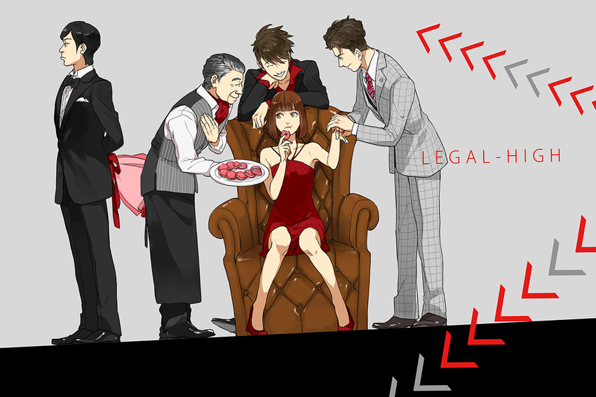 komikado kensuke, mayuzumi machiko, kaga ranmaru, hattori, and hanyuu haruki (legal high) drawn by i_(kaiyou)