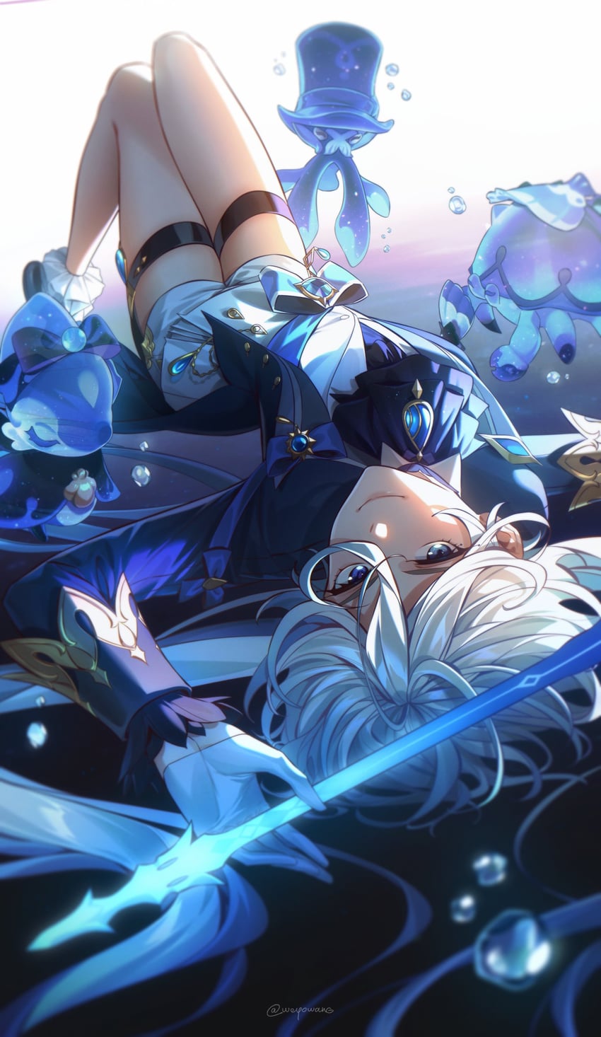 furina, surintendante chevalmarin, gentilhomme usher, and mademoiselle crabaletta (genshin impact) drawn by weyowang