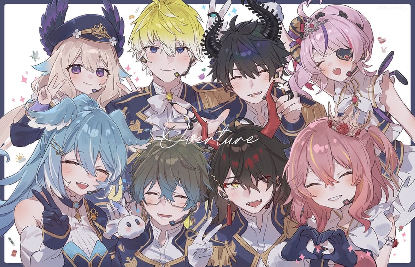 elira pendora, enna alouette, ike eveland, vox akuma, rosemi lovelock, and 4 more (nijisanji and 1 more) drawn by az_(zero_glvimayhop)