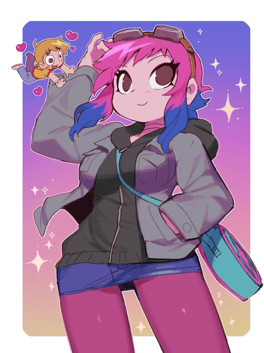 scott pilgrim and ramona flowers (scott pilgrim and 1 more) drawn by sanjiro_(tenshin_anman)