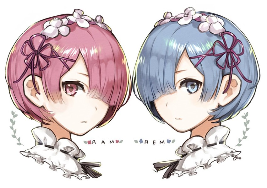 rem and ram (re:zero kara hajimeru isekai seikatsu) drawn by nagu