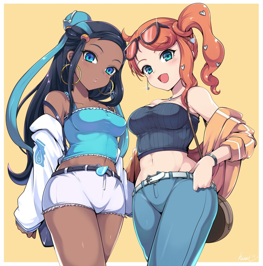 nessa and sonia (pokemon and 1 more) drawn by kasai_shin