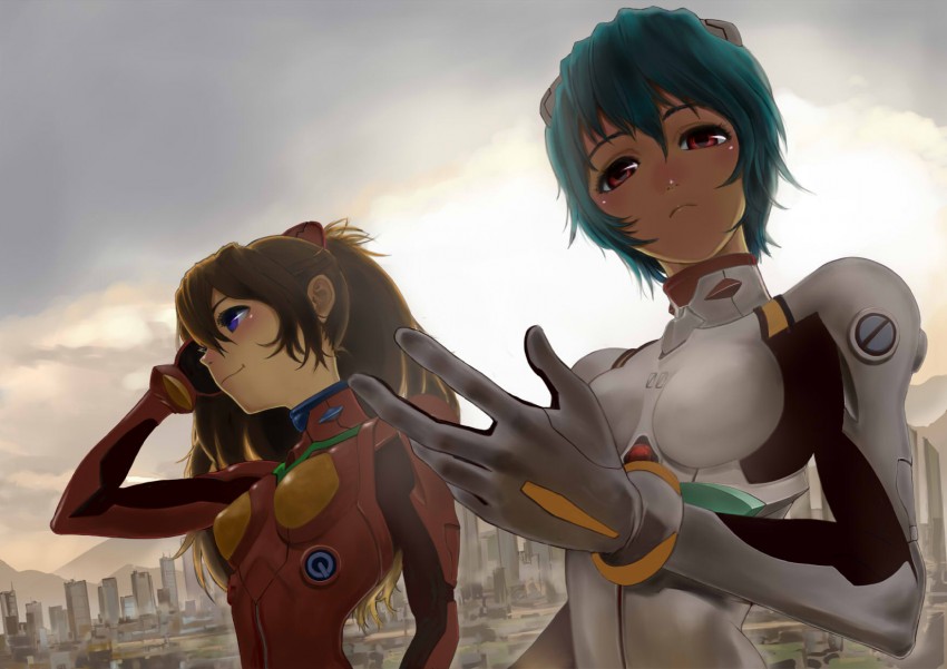souryuu asuka langley and ayanami rei (neon genesis evangelion and 1 more) drawn by manbou_(manvow)