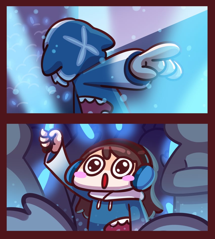 gawr gura (hololive and 2 more) drawn by keenbiscuit