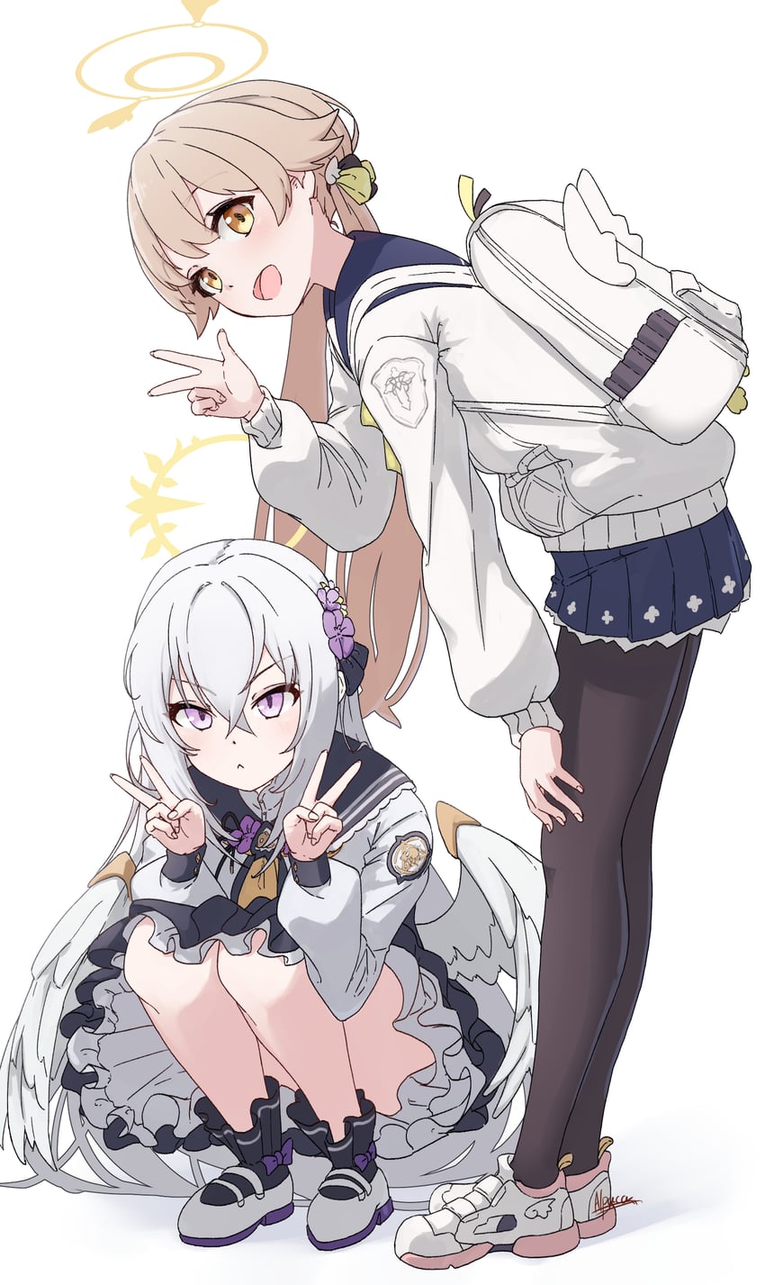 hifumi, azusa, and peroro (blue archive) drawn by alpaca_(alpaca00011)