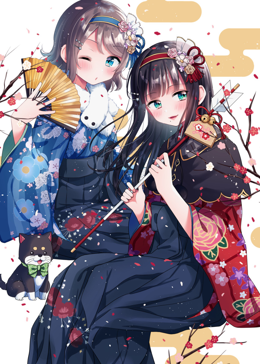 watanabe you, kurosawa dia, and wataame (love live! and 2 more) drawn by hina_(hinalovesugita)