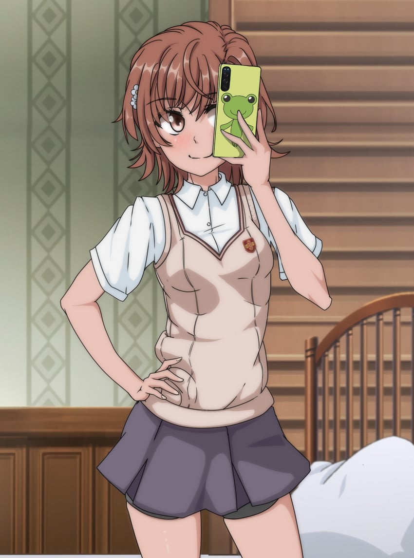 misaka mikoto and gekota (toaru majutsu no index and 1 more) drawn by dandere_(tetsudan)